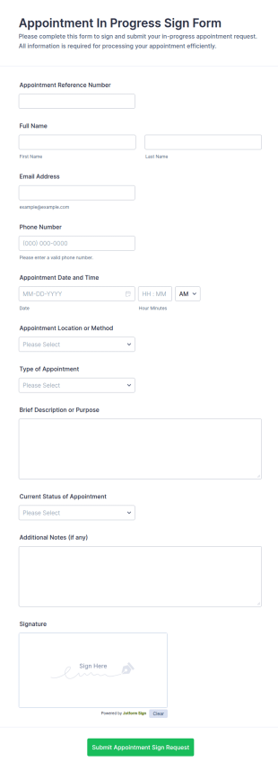 Appointment In Progress Sign Request Form Template