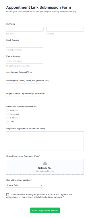 Appointment Link Submission Form Template