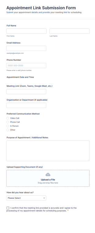 Appointment Link Submission Form Template