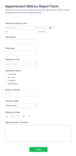 Appointment Metrics Report Form Template