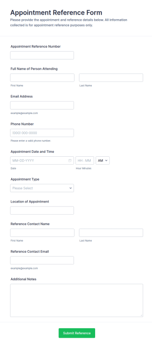 Appointment Reference Form Template
