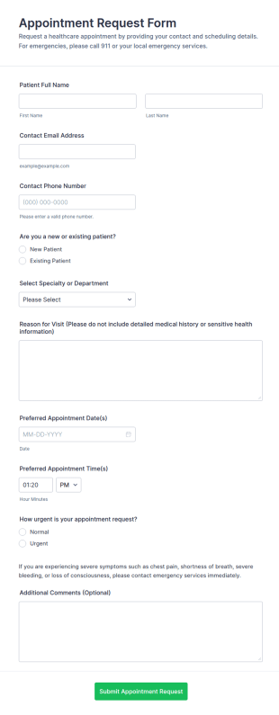 Appointment Request Form Template