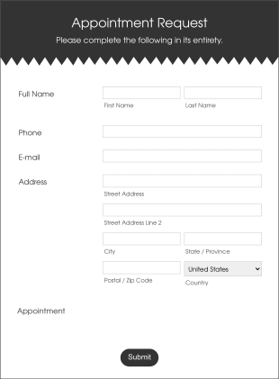 Appointment Request Form White And Responsive Form Template