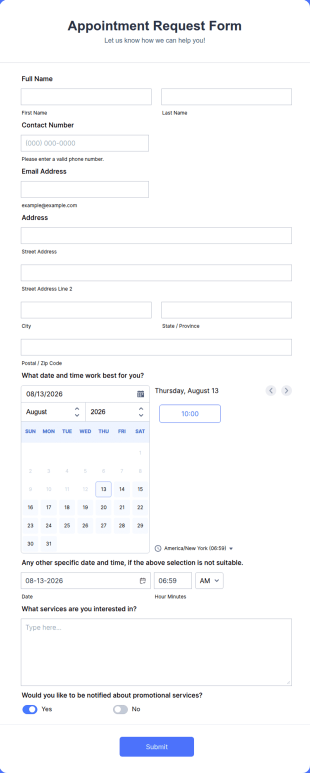 Appointment Request Form Template
