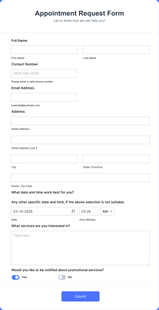 Appointment Request Form Template