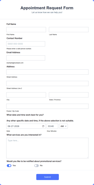 Appointment Request Form Template