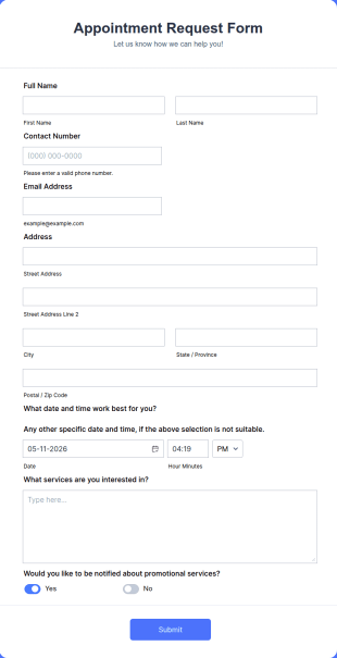 Appointment Request Form Template
