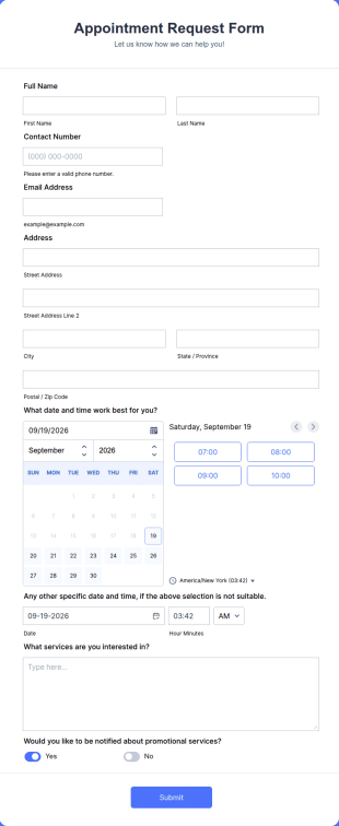 Appointment Request Form Template
