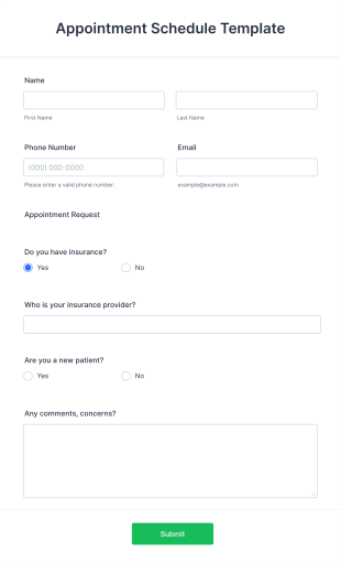 Appointment Schedule Template Form Template