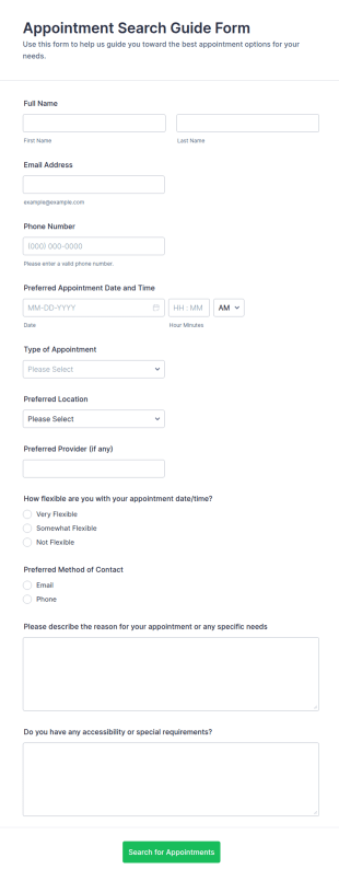 Appointment Search Guide Form Template