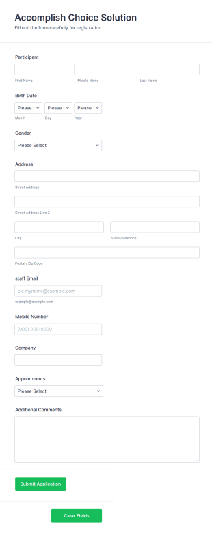 Admin And Staff Registration Form Template