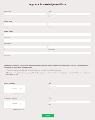 Appraisal Acknowledgement Form Template