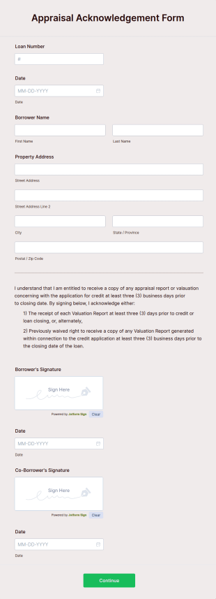Appraisal Acknowledgement Form Template