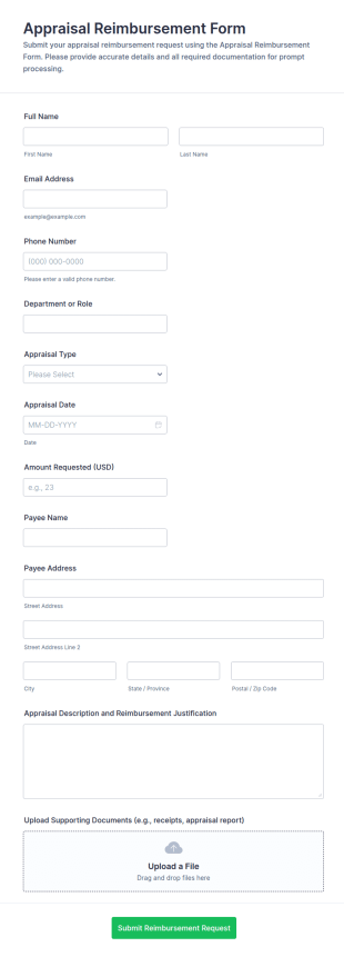 Appraisal Reimbursement Form Template