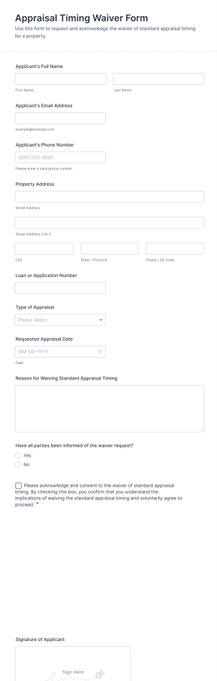 Appraisal Timing Waiver Form Template