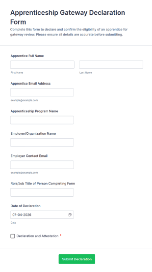 Apprenticeship Gateway Declaration Form Template