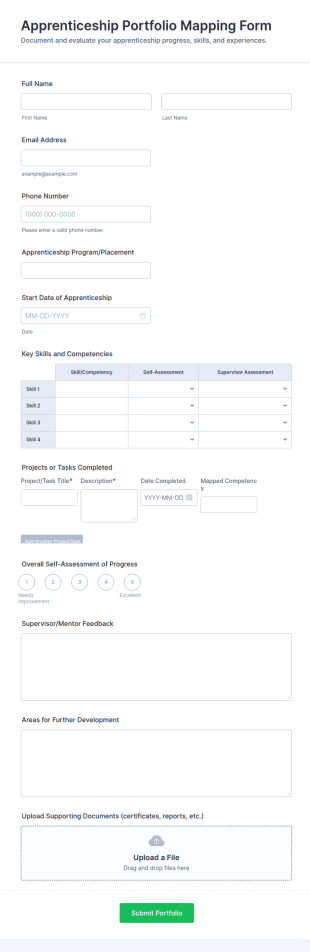 Apprenticeship Portfolio Mapping Form Template