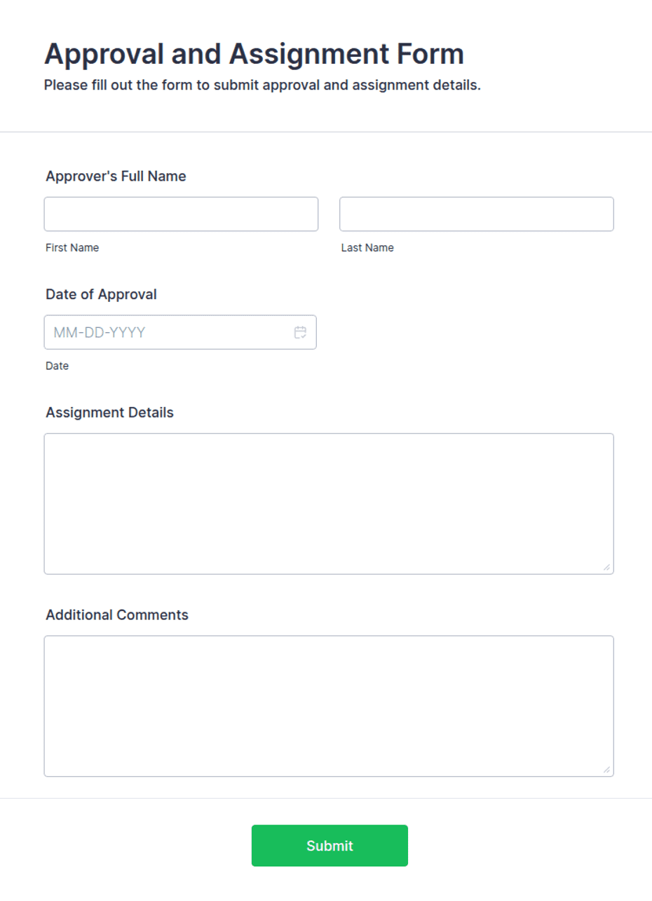 Approval and Assignment Form Template | Jotform