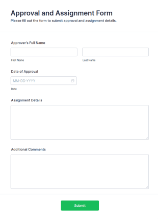 Approval And Assignment Form Template