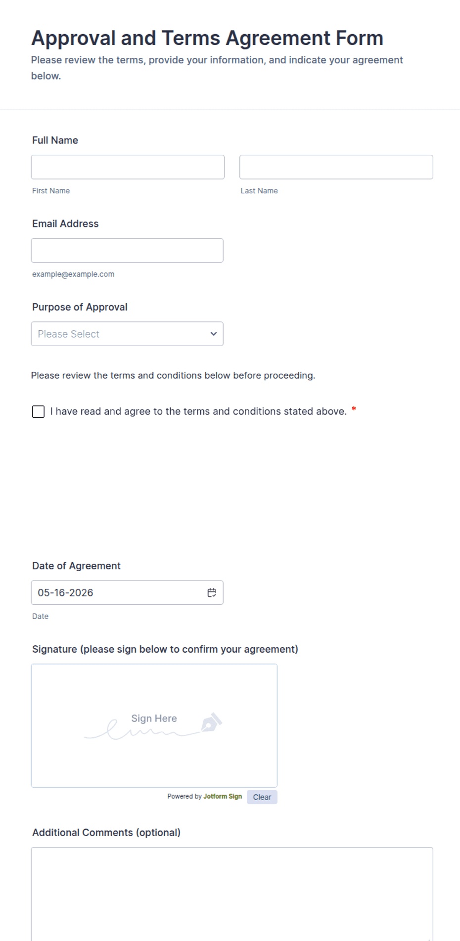 Term Form.pdf Approval and Terms Agreement Form Template | Jotform
