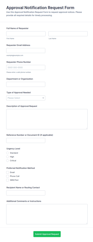 Approval Notification Request Form Template