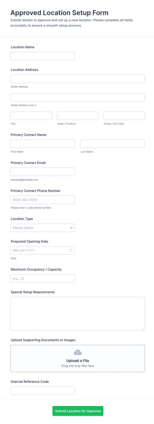 Approved Location Setup Form Template