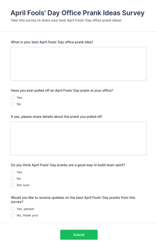 April Fools' Day Office Prank Ideas Survey Form Template