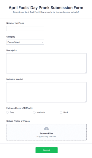 April Fools' Day Prank Submission Form Template