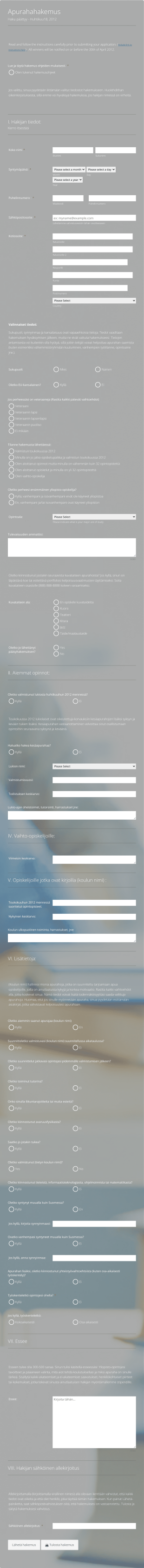 Apuraha Hakemus Esimerkkilomake Form Template