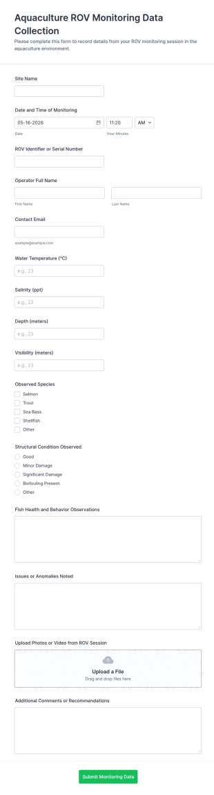 Aquaculture ROV Monitoring Data Collection Form Template
