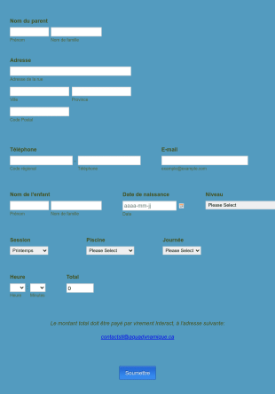 Aquadynamique Form Template