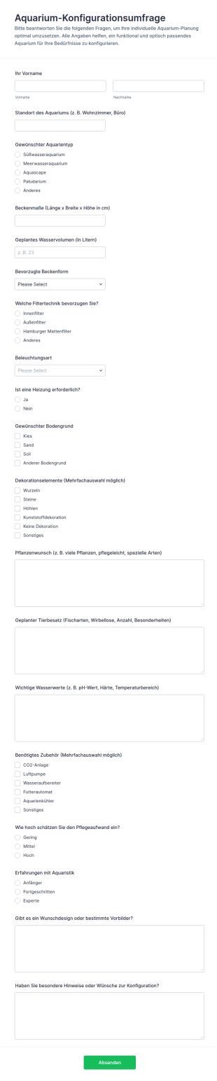 Aquarien Konfigurationsumfrage