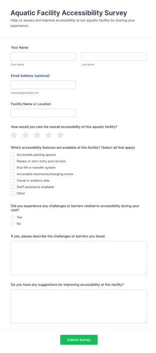 Aquatic Facility Accessibility Survey Form Template