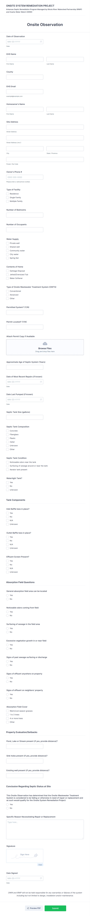 Ar Strp Onsite Observation Form Template