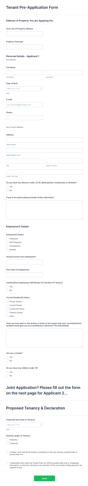 AR Tenant Application Form 1