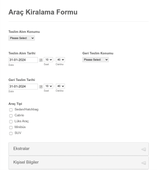 Araç Kiralama Form Template