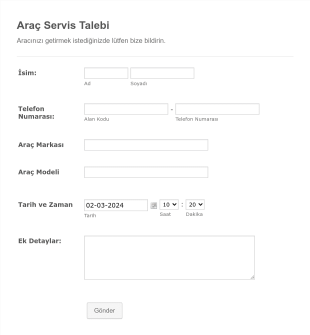 Araç Servis Talebi Form Template