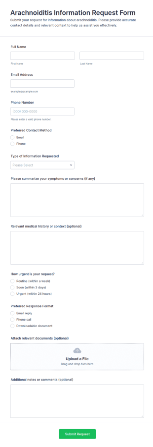 Arachnoiditis Information Request Form Template