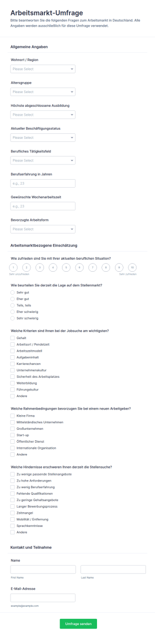 Arbeitsmarkt Umfrage