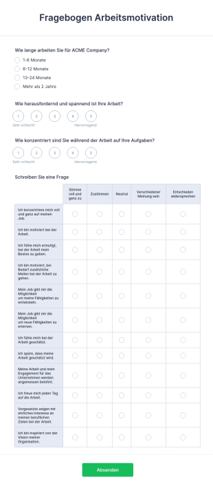 Fragebogen Arbeitsmotivation
