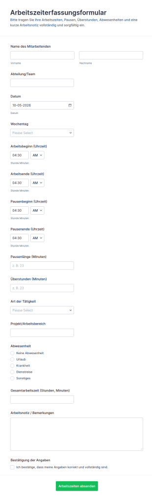 Arbeitszeiterfassung