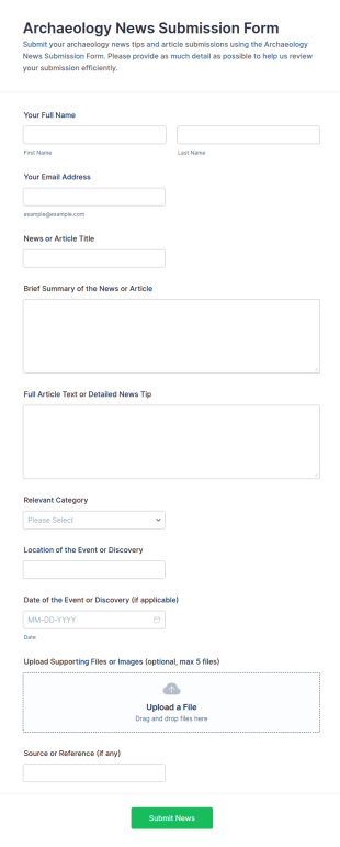 Archaeology News Submission Form Template