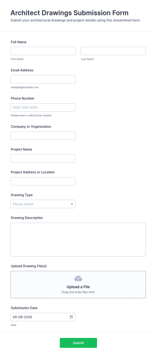 Architect Drawings Submission Form Template