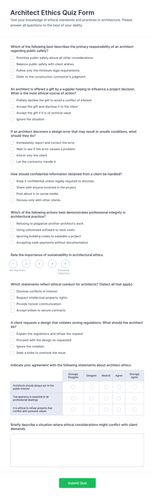 Architect Ethics Quiz Form Template
