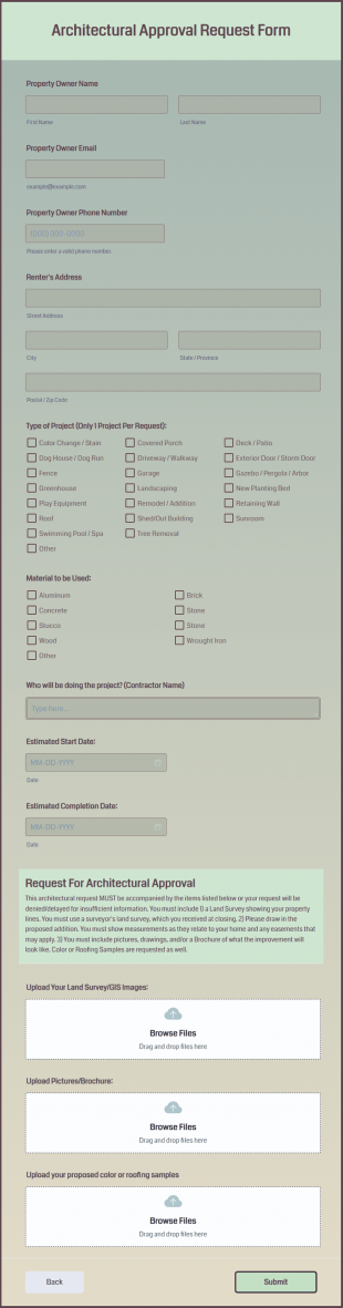 Architectural Approval Request Form Template