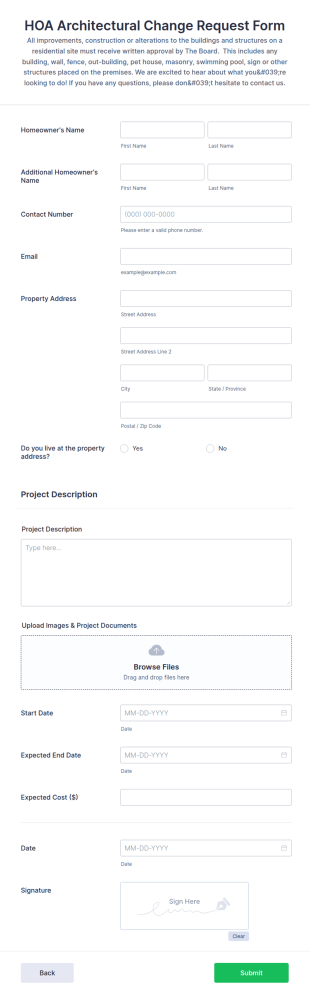 Architectural Change Request Form Template