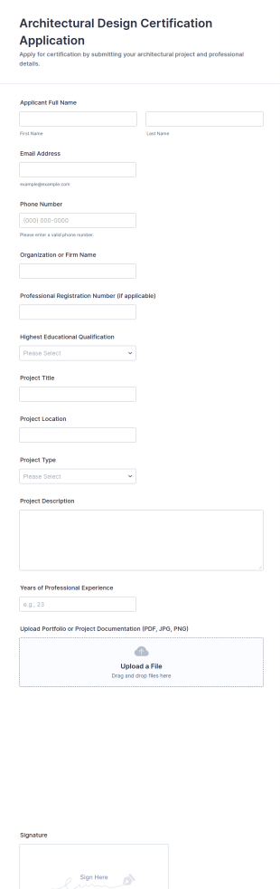Architectural Design Certification Application Form Template