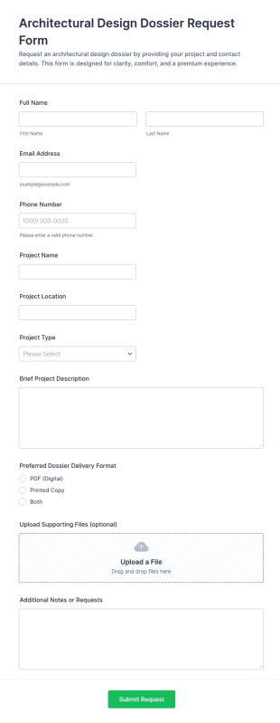 Architectural Design Dossier Request Form Template