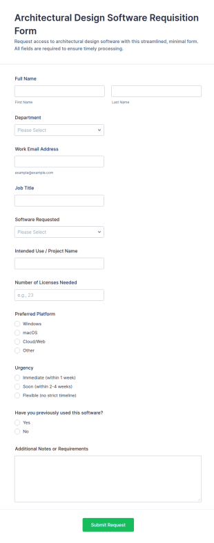 Architectural Design Software Requisition Form Template