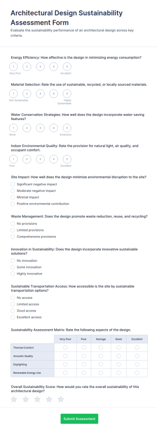 Architectural Design Sustainability Assessment Form Template